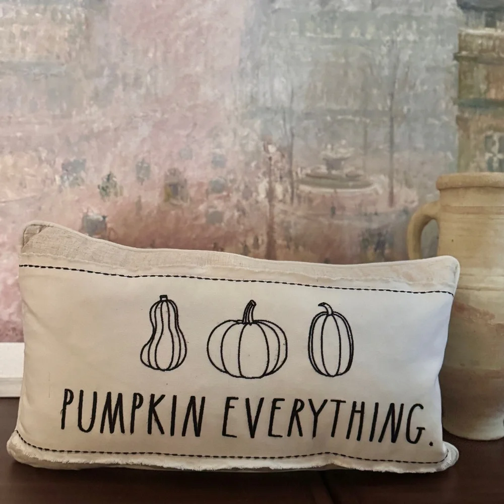 Rae Dunn Pumpkin Everything Large Pillow 14”in x 24”in
